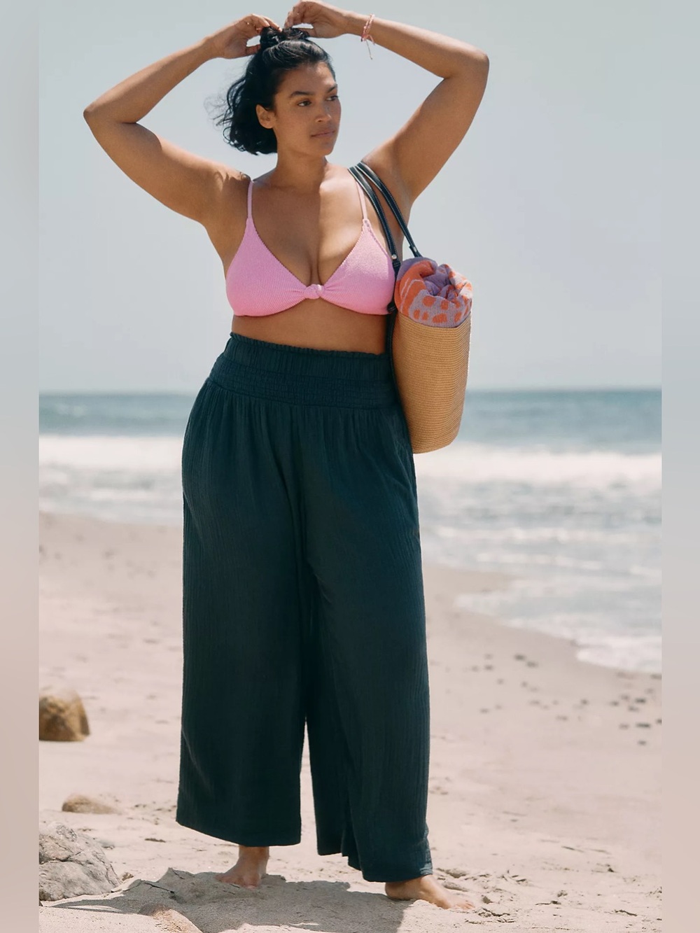 Anthropologie Wide-Leg Smocked Gauze Pants